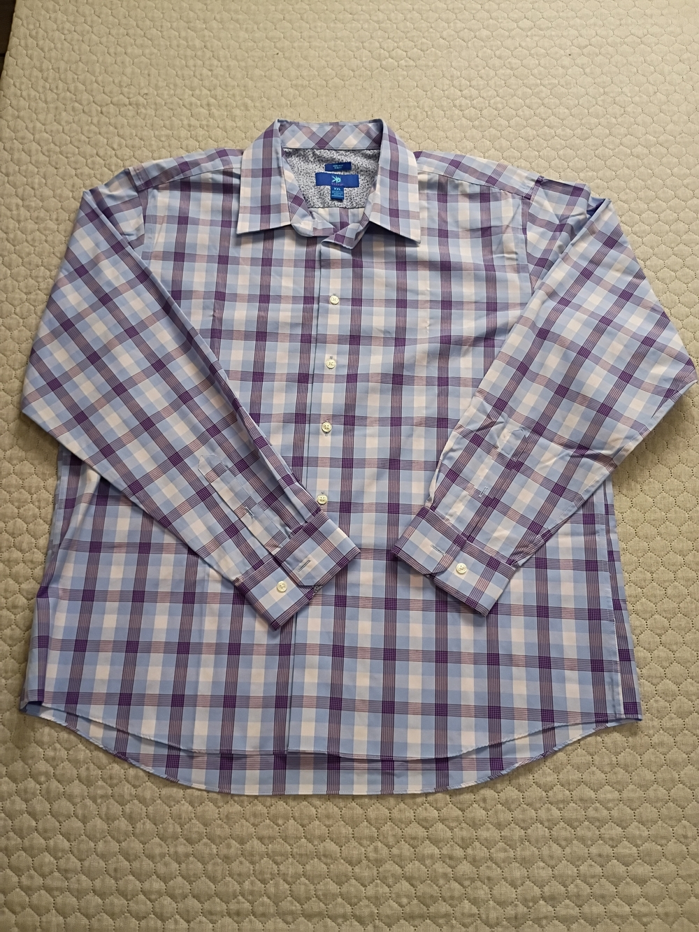 Egara XXL Slim Fit Button-Up Shirt in Blue and White Microprint LOT OF 2 SHIRTS - Picture 4 of 10